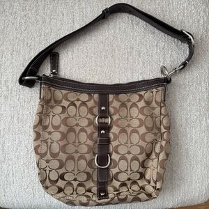 Coach Chelsea Brown Signature Canvas Shoulder Bag Hobo Y2K Vintage